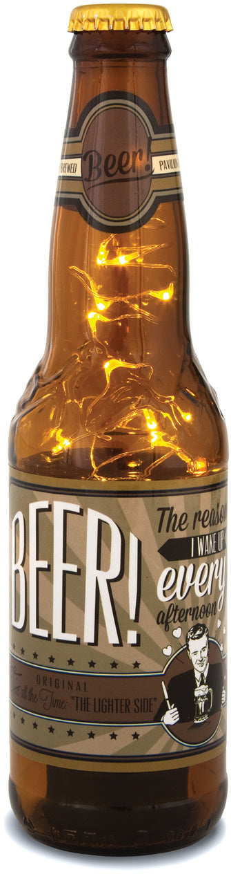 Beer! The Reason I wake up every afternoon! 16oz LED Lit Beer Bottle Lantern Lamp Beer Lantern - Beloved Gift Shop