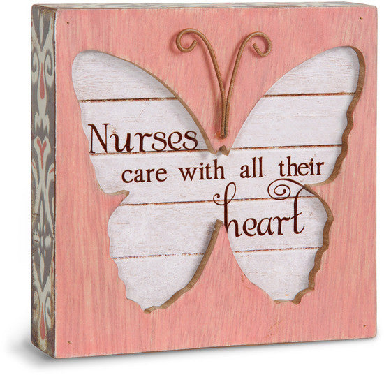 Nurses care with all their heart Butterfly Plaque Plaque - Beloved Gift Shop