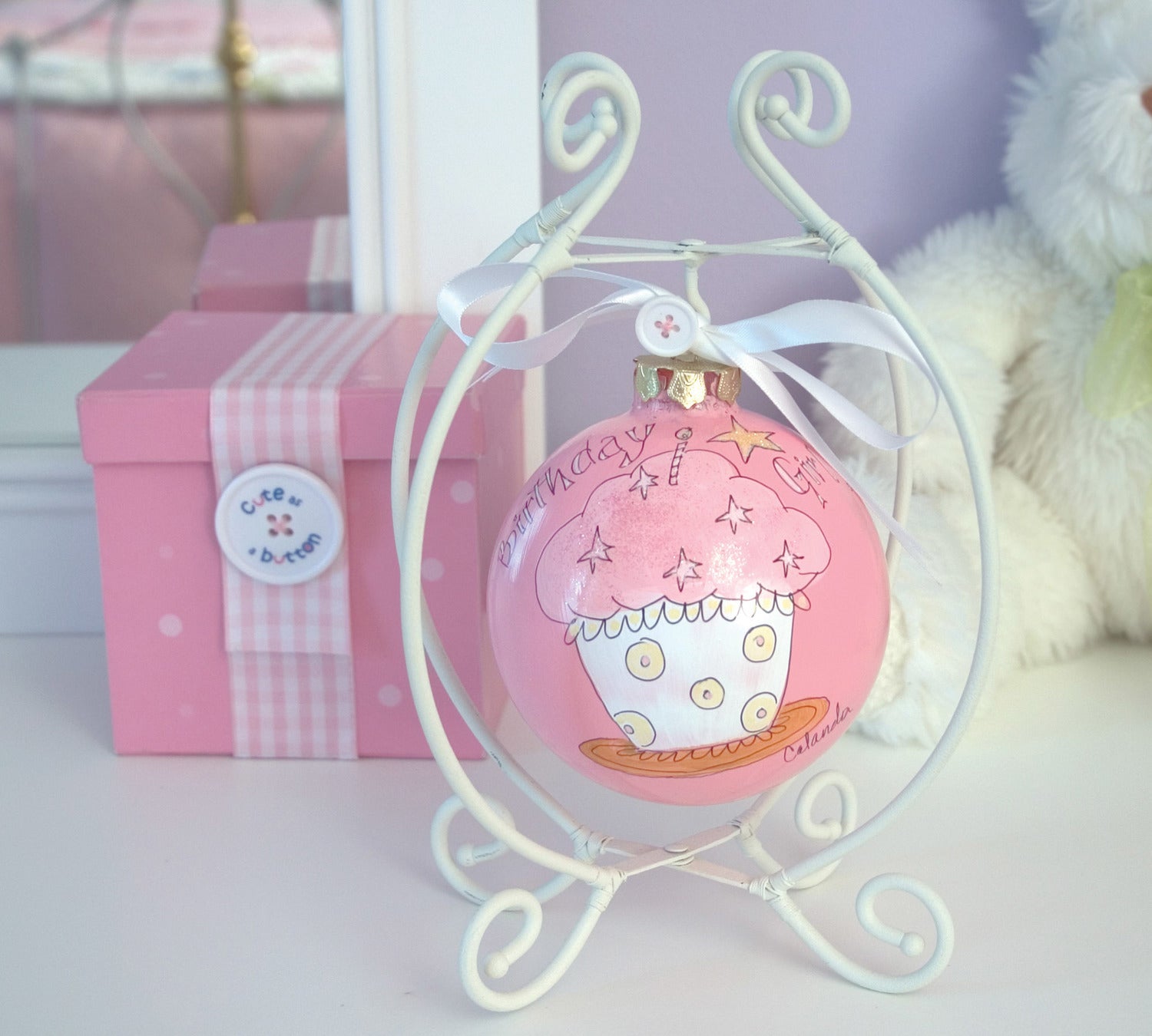 Birthday Girl - 4" Glass Ball Cupcake/St Glass Ball Ornament - Beloved Gift Shop