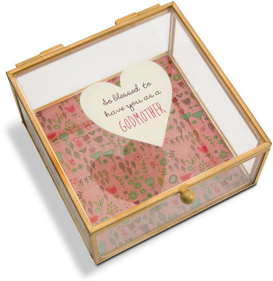 So blessed to have you as a godmother Glass Keepsake Box Keepsake Box - Beloved Gift Shop
