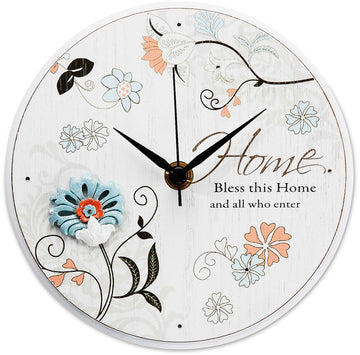 Bless this Home and all who enter Self-Standing Round Clock Clocks - Beloved Gift Shop