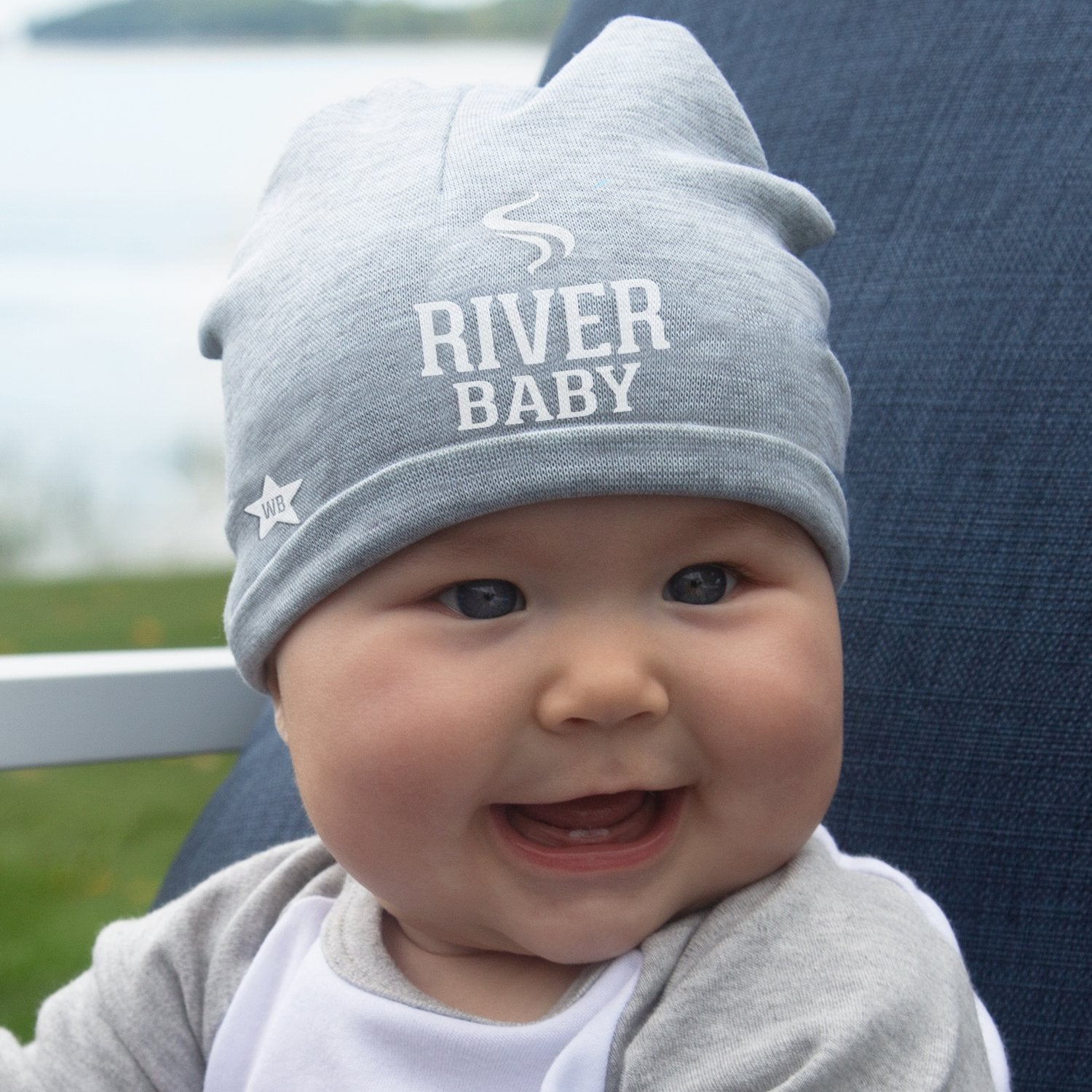 River Baby Heather Gray Beanie Hat Baby Hat We Baby - GigglesGear.com