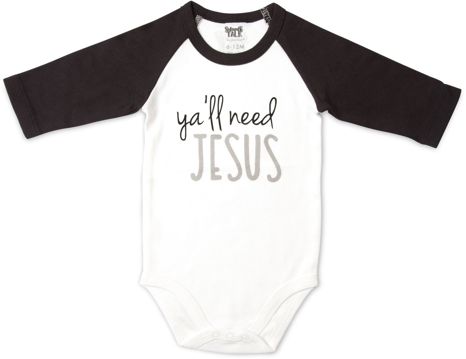 Ya'll Need Jesus 3/4 Sleeve Baby Onesie Baby Onesie Sidewalk Talk - GigglesGear.com