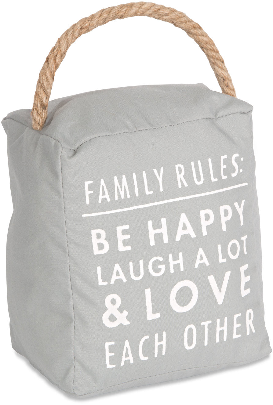 Family rules: be happy laugh a lot & love each other Door Stopper Door Stopper - Beloved Gift Shop