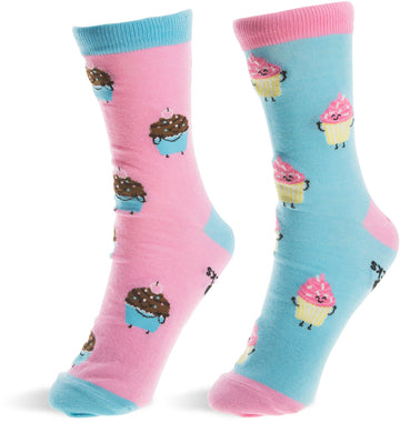 Funny Cupcakes Pink & Light Blue Mens, Womens Unisex Casual Dress Socks Socks - Beloved Gift Shop