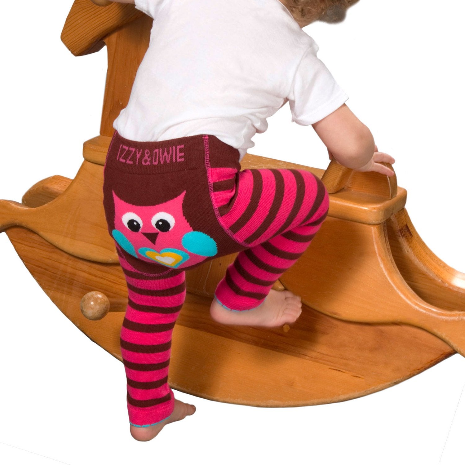 Pink and Brown Owl Baby Leggings Baby Leggings Izzy & Owie - GigglesGear.com