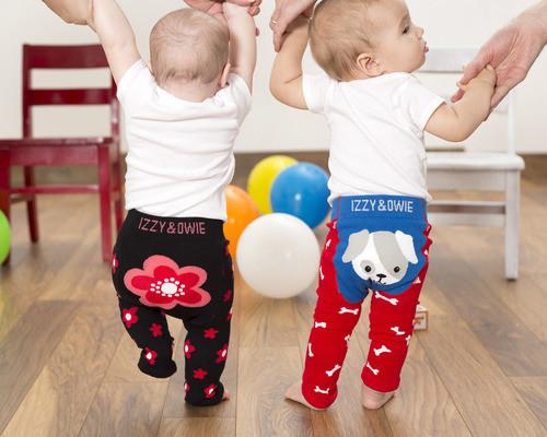 Red and Blue Puppy Baby Leggings Baby Leggings Izzy & Owie - GigglesGear.com