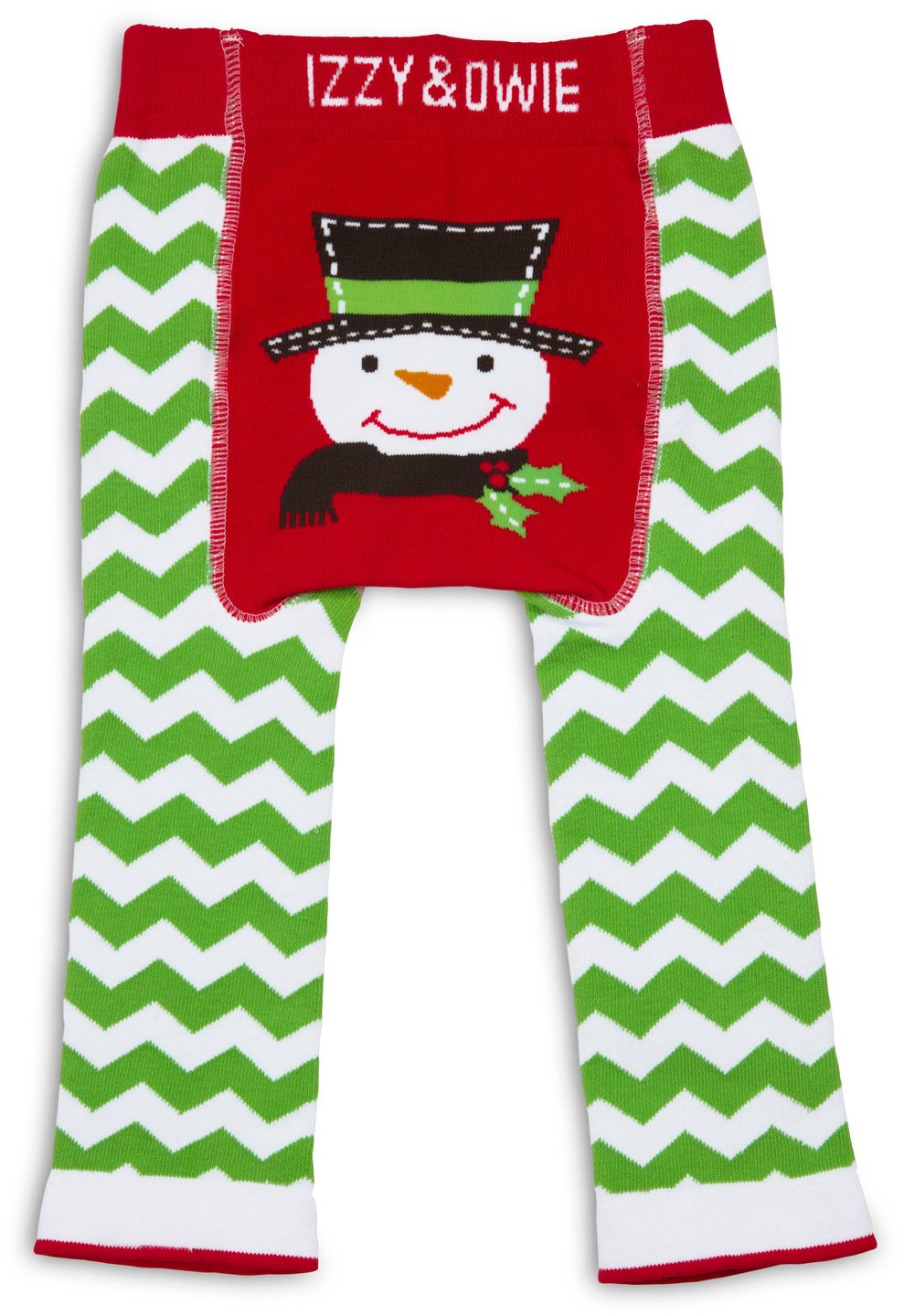 Red and Green Christmas Snowman Baby Leggings 6-12 M Baby Leggings Izzy & Owie - GigglesGear.com