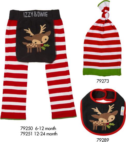 Red and White Reindeer Baby Leggings Baby Leggings Izzy & Owie - GigglesGear.com
