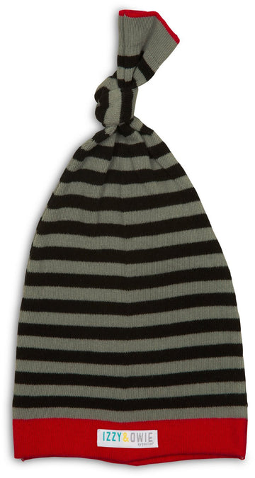 Gray and Black Stripe Stripe Knotted Baby Hat Baby Hat Izzy & Owie - GigglesGear.com