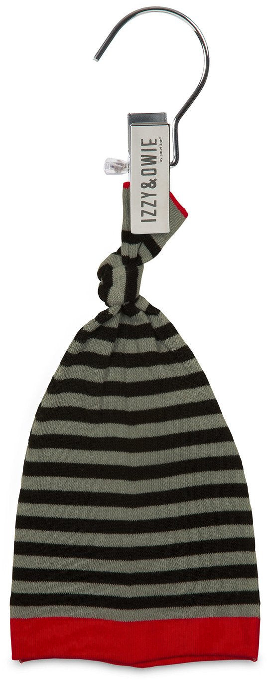 Gray and Black Stripe Stripe Knotted Baby Hat Baby Hat Izzy & Owie - GigglesGear.com