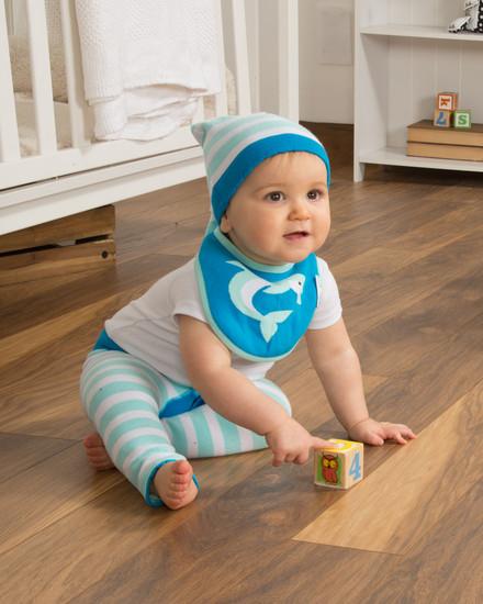 Light Blue Stripe Knotted Baby Hat Baby Hat Izzy & Owie - GigglesGear.com