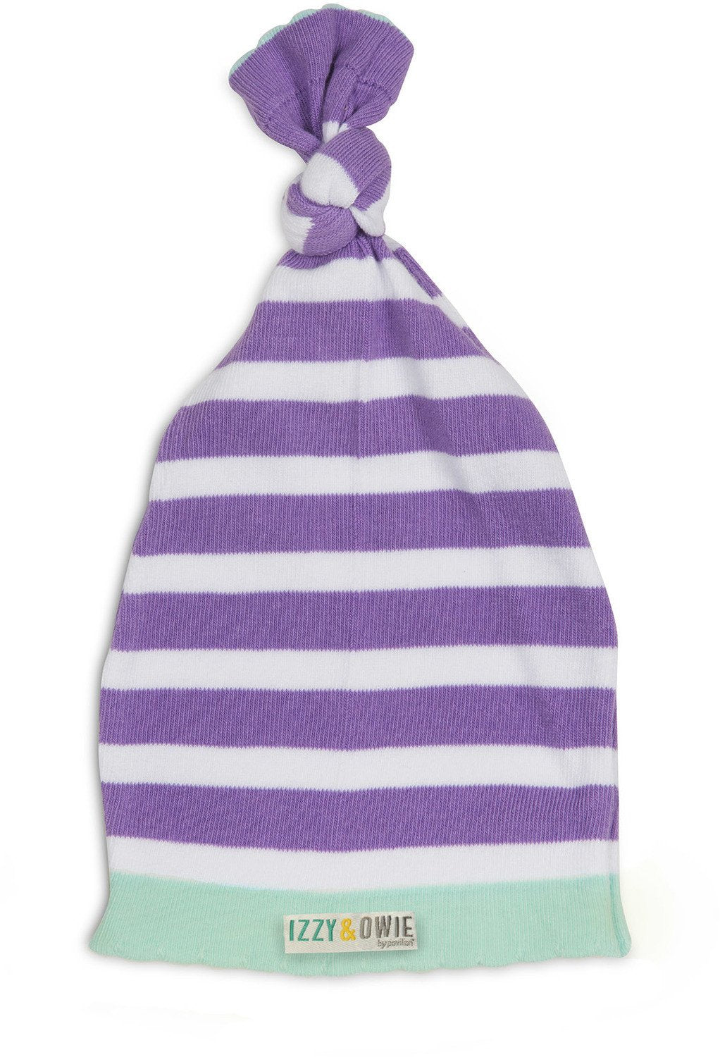 Blue and Lavender Stripe Knotted Baby Hat Baby Hat Izzy & Owie - GigglesGear.com