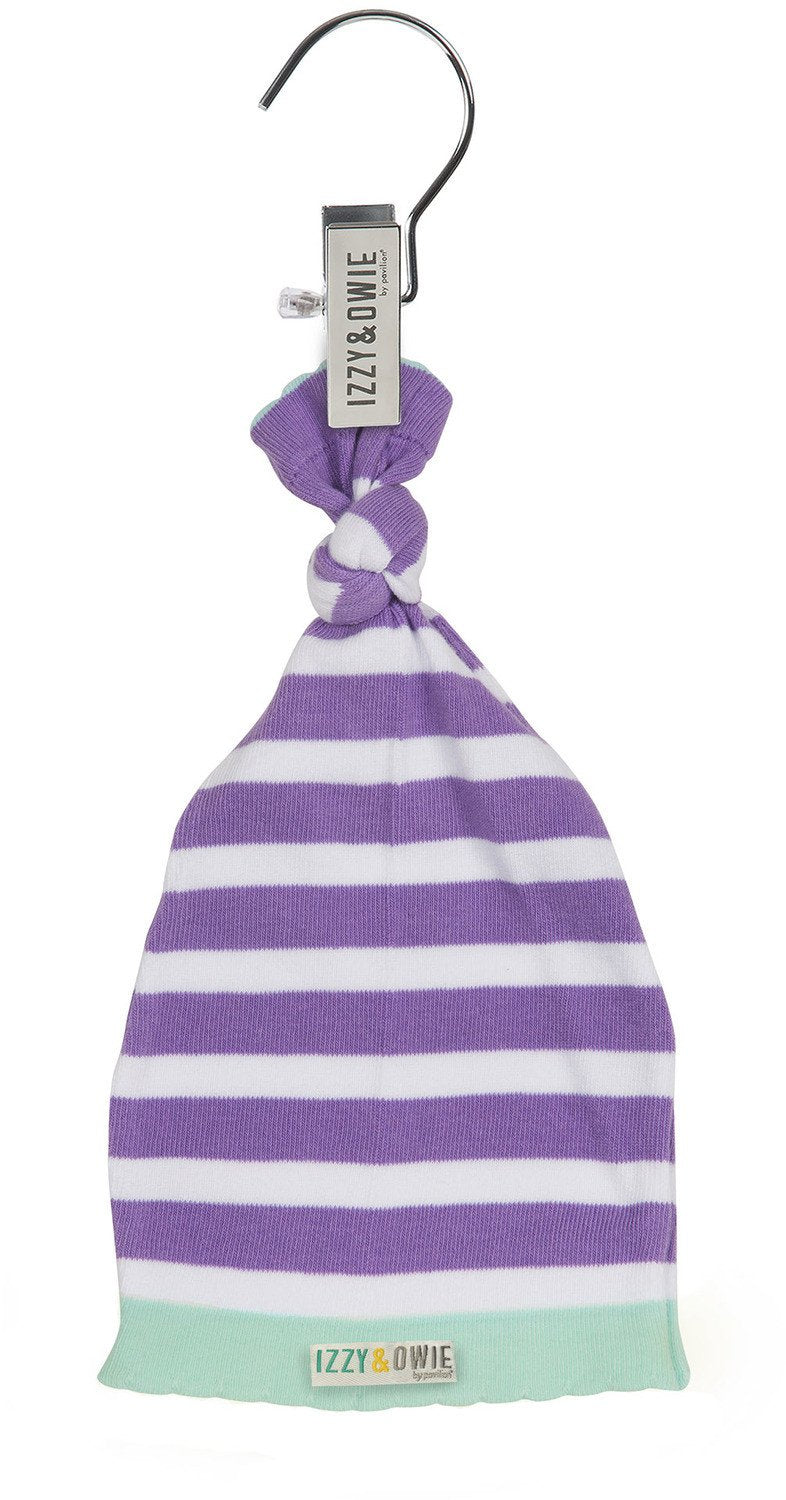 Blue and Lavender Stripe Knotted Baby Hat Baby Hat Izzy & Owie - GigglesGear.com