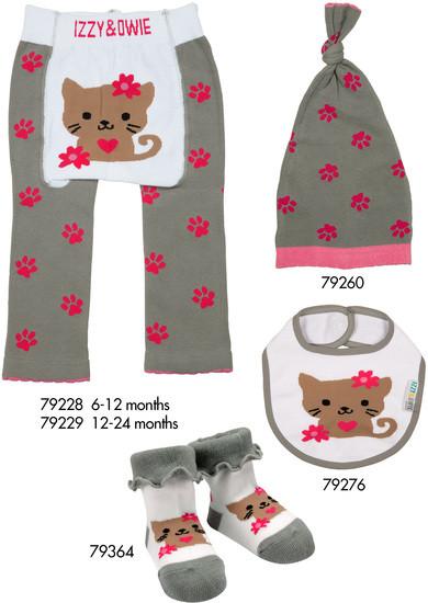 Pink and Gray Kitty Baby Socks Baby Socks Izzy & Owie - GigglesGear.com