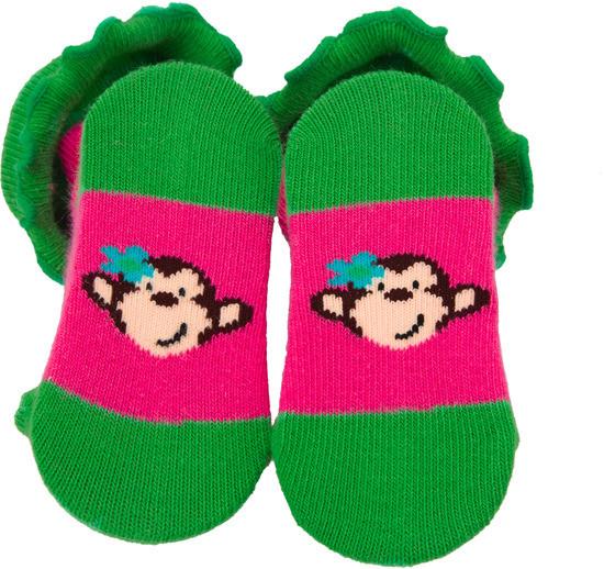 Pink and Green Monkey Baby Socks Baby Socks Izzy & Owie - GigglesGear.com