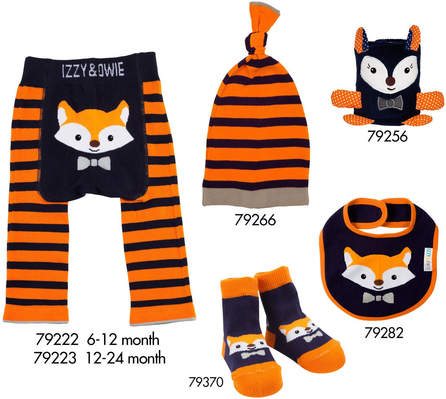 Orange and Navy Fox Baby Socks Baby Socks Izzy & Owie - GigglesGear.com