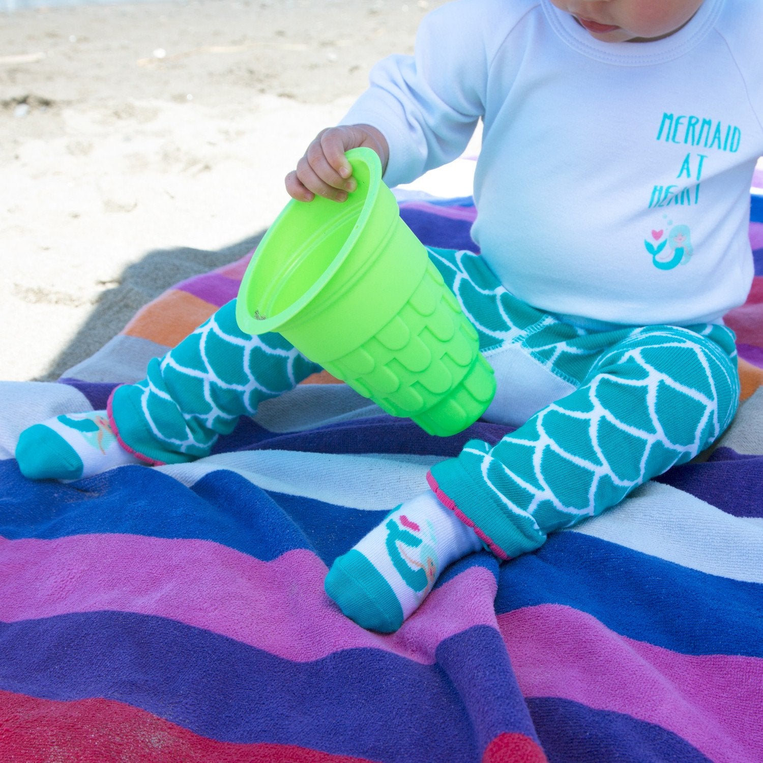 White and Aqua Seafoam Mermaid Baby Socks Baby Socks Izzy & Owie - GigglesGear.com