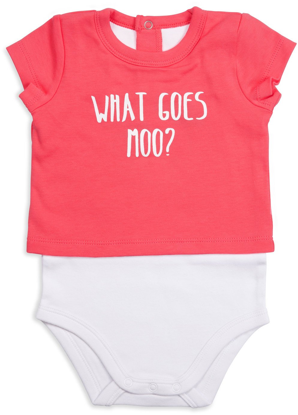 What Goes Moo? Pink Cow Baby Shirt-Onesie Baby Onesie Izzy & Owie - GigglesGear.com