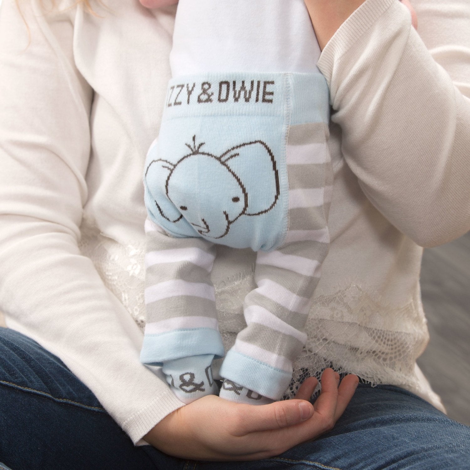 Soft Blue Elephant Baby Leggings 0-6 M Baby Leggings Izzy & Owie - GigglesGear.com