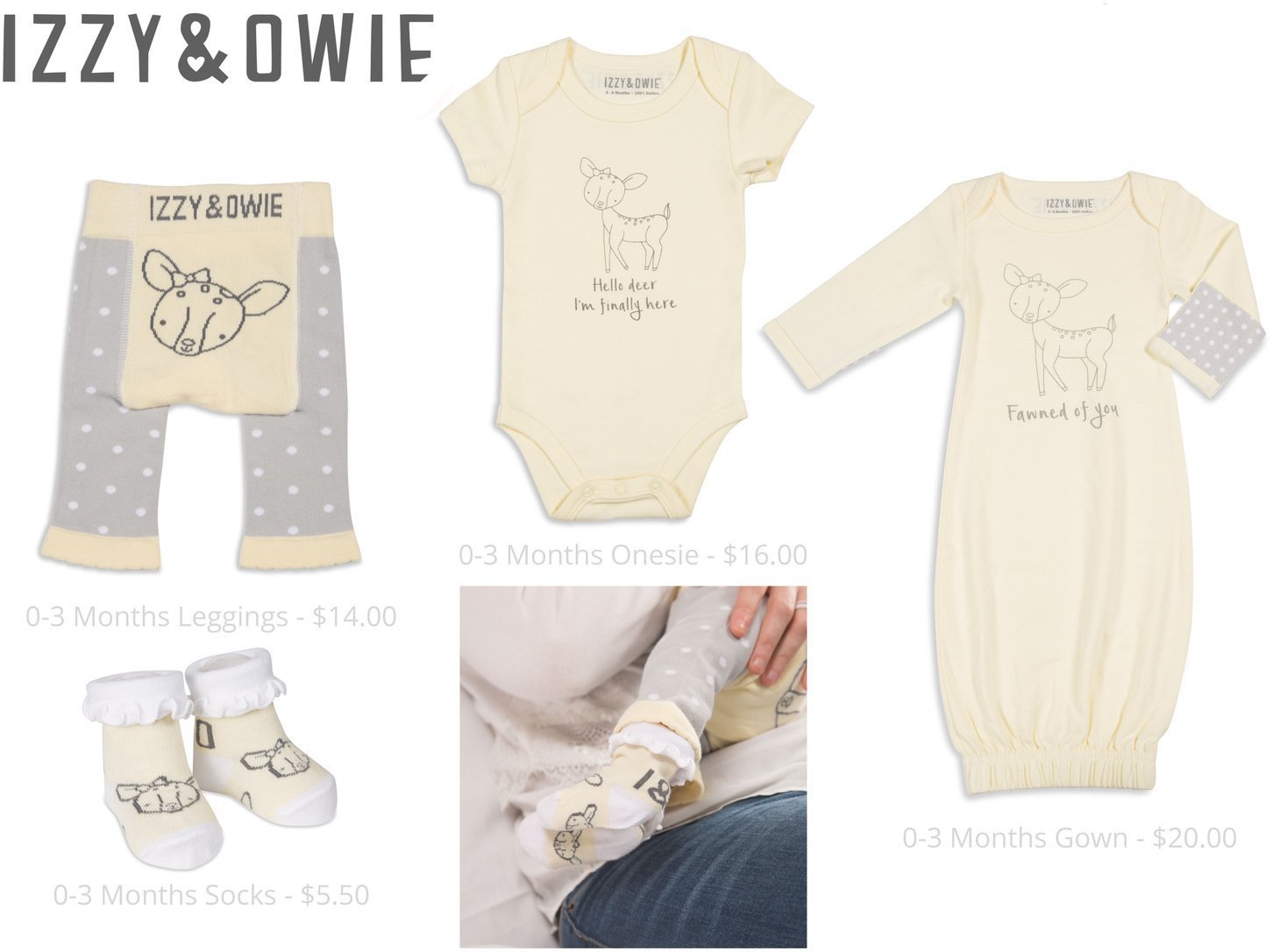 Soft Yellow Deer Baby Socks Baby Socks Izzy & Owie - GigglesGear.com
