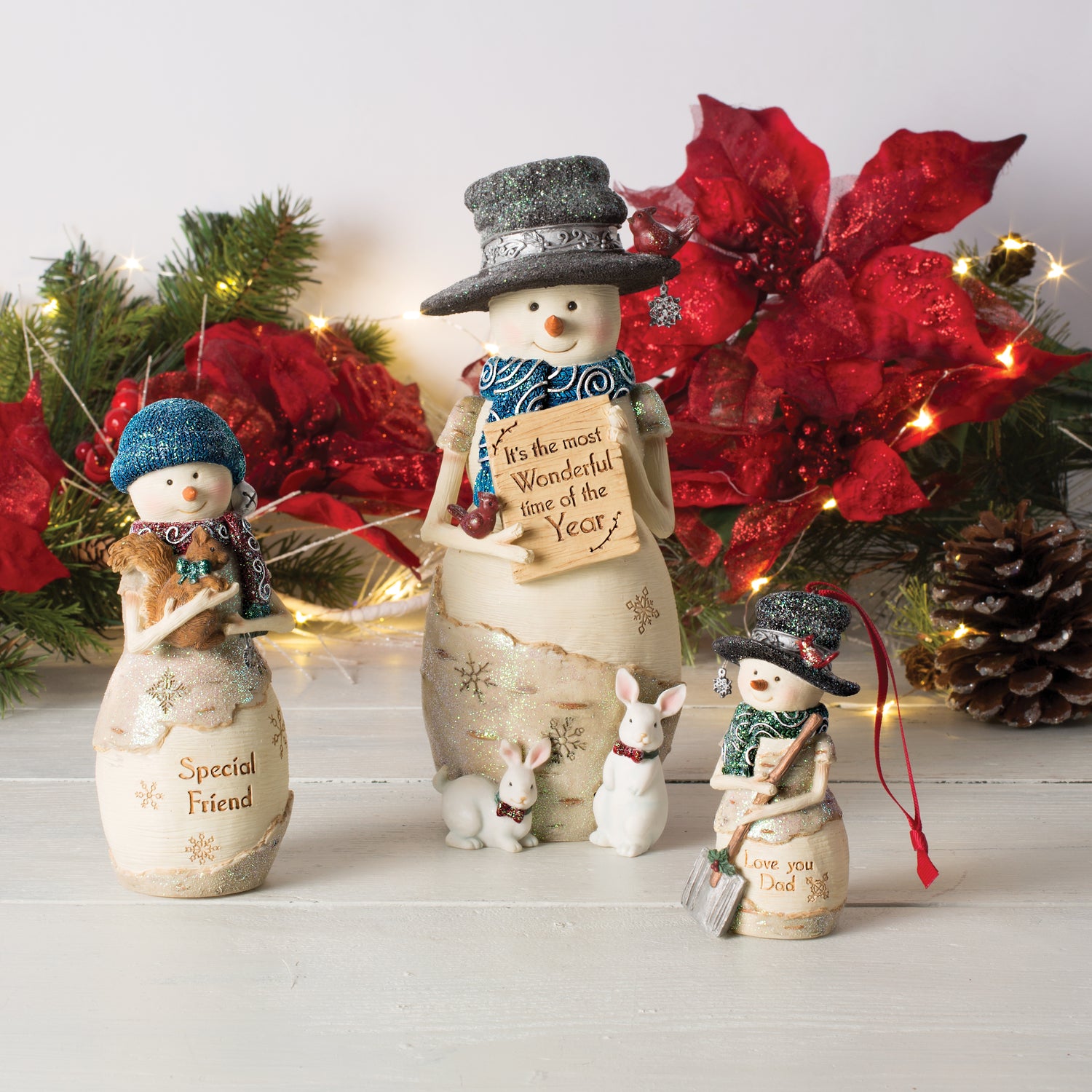 It's the most wonderful time of the year Snowman Holding Sign Figurine Snowman Figurine - Beloved Gift Shop
