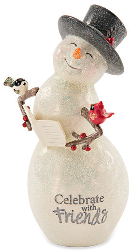 Celebrate with friends Snowman with Book Figurine Snowman Figurine - Beloved Gift Shop