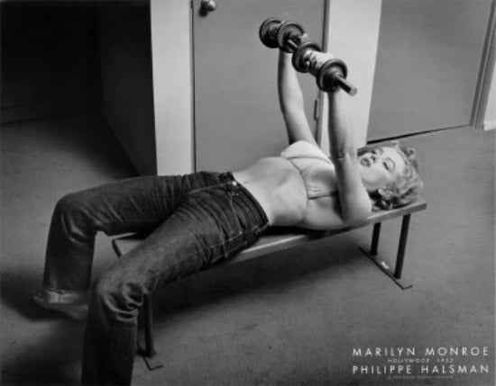 Marilyn Monroe Lifting Weights Hollywood 1952 | Philippe Halsman