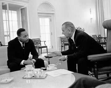 Martin Luther King Jr. and President Lyndon Johnson Oval Office 1963