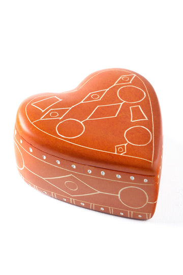 Orange Line Art Soapstone Heart Box Keepsake Box - Beloved Gift Shop